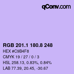 カラーコード: RGB 201.1 180.8 248 | qconv.com