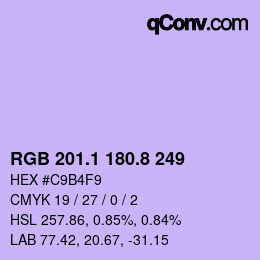 カラーコード: RGB 201.1 180.8 249 | qconv.com