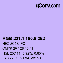 カラーコード: RGB 201.1 180.8 252 | qconv.com