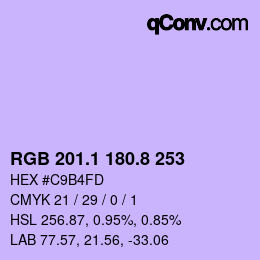 カラーコード: RGB 201.1 180.8 253 | qconv.com
