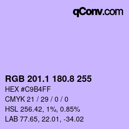 カラーコード: RGB 201.1 180.8 255 | qconv.com
