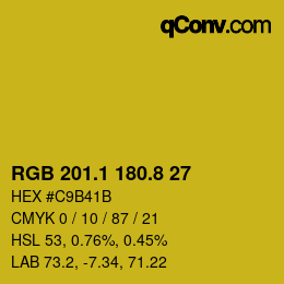 カラーコード: RGB 201.1 180.8 27 | qconv.com