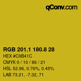 カラーコード: RGB 201.1 180.8 28 | qconv.com