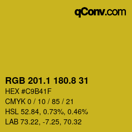 カラーコード: RGB 201.1 180.8 31 | qconv.com