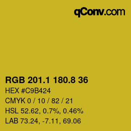 カラーコード: RGB 201.1 180.8 36 | qconv.com