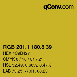 カラーコード: RGB 201.1 180.8 39 | qconv.com
