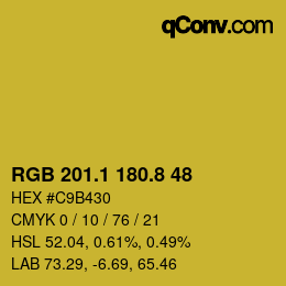 カラーコード: RGB 201.1 180.8 48 | qconv.com