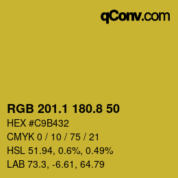 カラーコード: RGB 201.1 180.8 50 | qconv.com