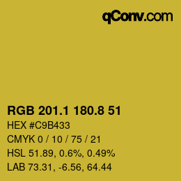 カラーコード: RGB 201.1 180.8 51 | qconv.com