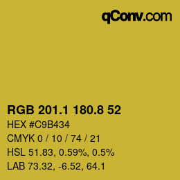 カラーコード: RGB 201.1 180.8 52 | qconv.com