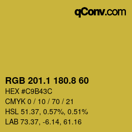 カラーコード: RGB 201.1 180.8 60 | qconv.com