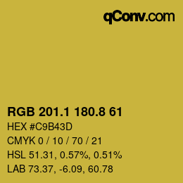 カラーコード: RGB 201.1 180.8 61 | qconv.com