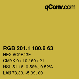 カラーコード: RGB 201.1 180.8 63 | qconv.com