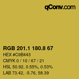 カラーコード: RGB 201.1 180.8 67 | qconv.com