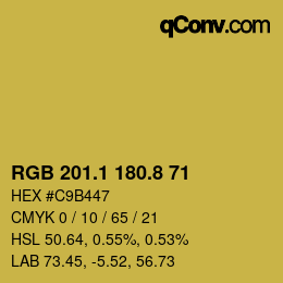 カラーコード: RGB 201.1 180.8 71 | qconv.com