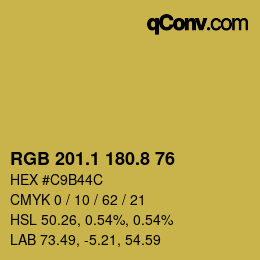 カラーコード: RGB 201.1 180.8 76 | qconv.com