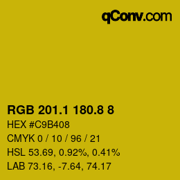 カラーコード: RGB 201.1 180.8 8 | qconv.com