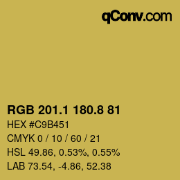 カラーコード: RGB 201.1 180.8 81 | qconv.com