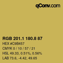 カラーコード: RGB 201.1 180.8 87 | qconv.com