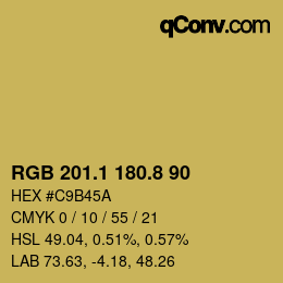 カラーコード: RGB 201.1 180.8 90 | qconv.com