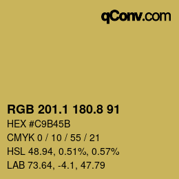 カラーコード: RGB 201.1 180.8 91 | qconv.com