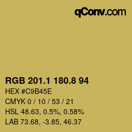 カラーコード: RGB 201.1 180.8 94 | qconv.com