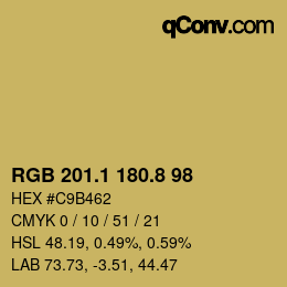 Color code: RGB 201.1 180.8 98 | qconv.com