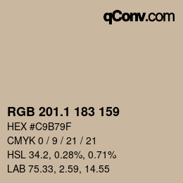 Color code: RGB 201.1 183 159 | qconv.com