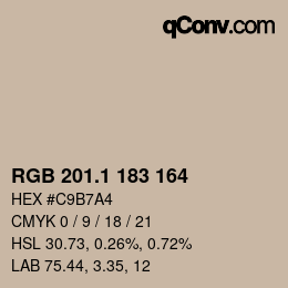 Color code: RGB 201.1 183 164 | qconv.com