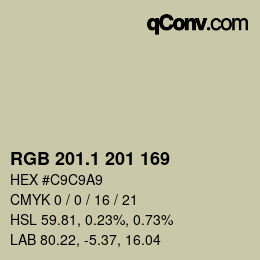 カラーコード: RGB 201.1 201 169 | qconv.com
