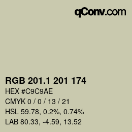 カラーコード: RGB 201.1 201 174 | qconv.com