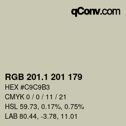 カラーコード: RGB 201.1 201 179 | qconv.com