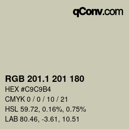 カラーコード: RGB 201.1 201 180 | qconv.com