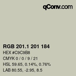 カラーコード: RGB 201.1 201 184 | qconv.com