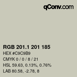 カラーコード: RGB 201.1 201 185 | qconv.com