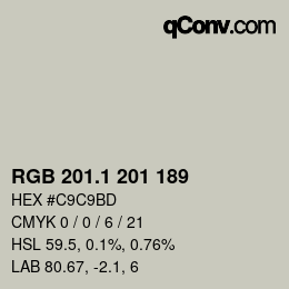 カラーコード: RGB 201.1 201 189 | qconv.com