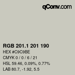 カラーコード: RGB 201.1 201 190 | qconv.com