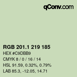 カラーコード: RGB 201.1 219 185 | qconv.com