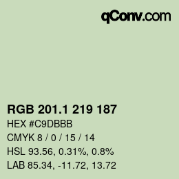 カラーコード: RGB 201.1 219 187 | qconv.com
