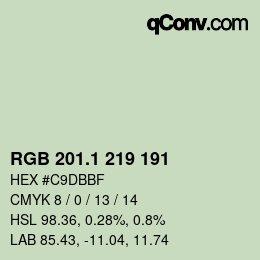 カラーコード: RGB 201.1 219 191 | qconv.com