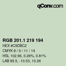 カラーコード: RGB 201.1 219 194 | qconv.com