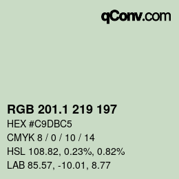 Color code: RGB 201.1 219 197 | qconv.com