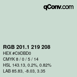 カラーコード: RGB 201.1 219 208 | qconv.com