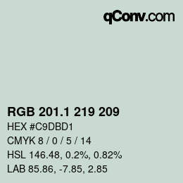 カラーコード: RGB 201.1 219 209 | qconv.com