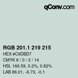 カラーコード: RGB 201.1 219 215 | qconv.com