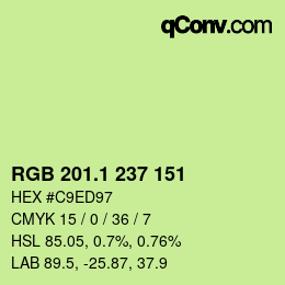 カラーコード: RGB 201.1 237 151 | qconv.com