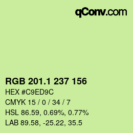 カラーコード: RGB 201.1 237 156 | qconv.com