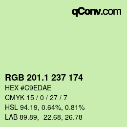 カラーコード: RGB 201.1 237 174 | qconv.com