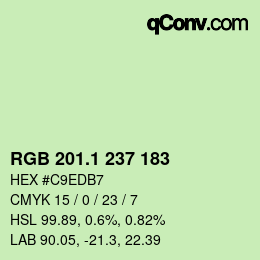 カラーコード: RGB 201.1 237 183 | qconv.com