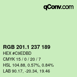 カラーコード: RGB 201.1 237 189 | qconv.com